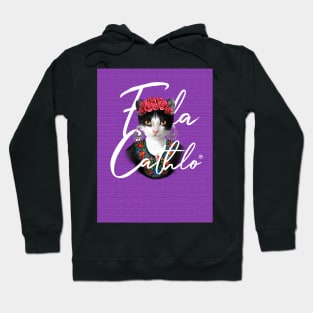 Grape TXW back Cat Frida Cathlo version of - Frida Kahlo Hoodie